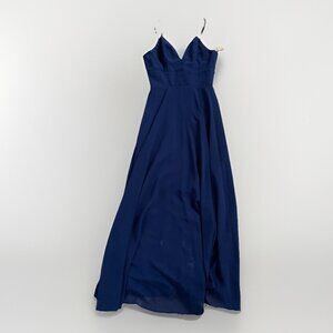 Maniju Dark Navy Blue Crochet Evening Wedding Event Gown Dress Prom Size S Read